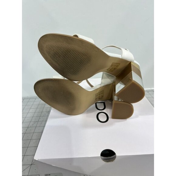 Aldo Women's Feltone-70 White Heeled Sandals Gold Accent Sz 7.5 With Box - Picture 8 of 9